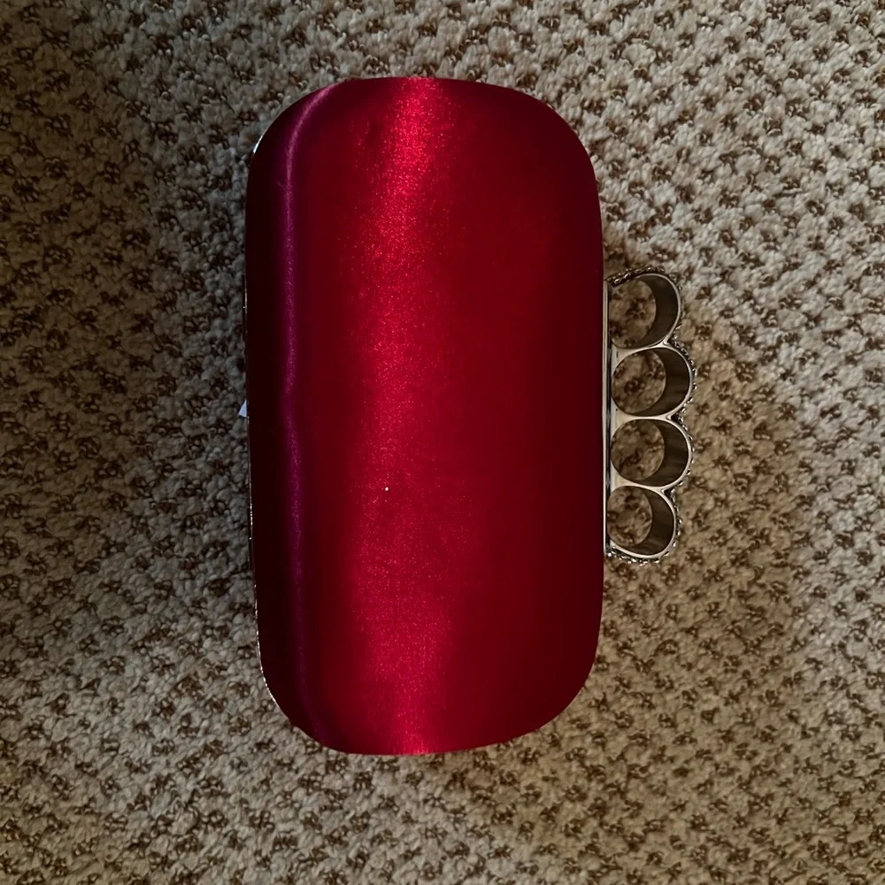 Red Rhinestone Clutch with Knuckle Rings - Picture 3 of 3